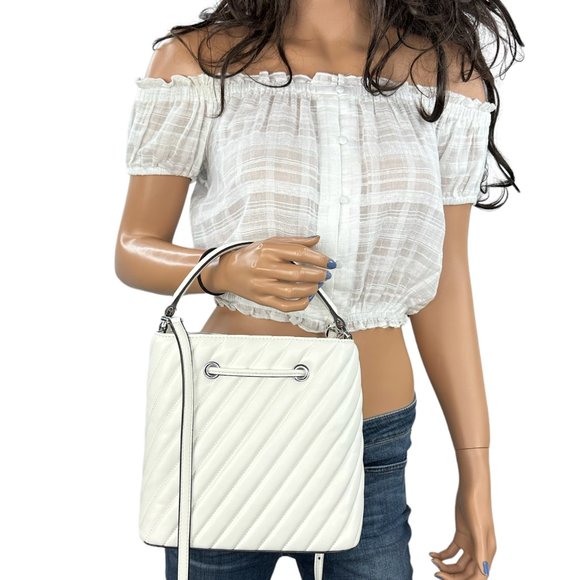 Michael Kors Suri Medium Top Handle Shoulder Crossbody Bag Optic White - Picture 2 of 14